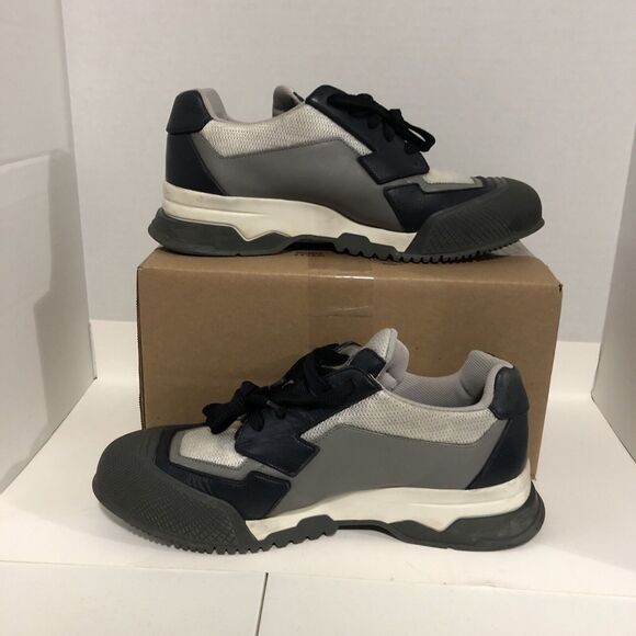 LUXURY PRADA MECHANO SNEAKERS SHOES 4E2748 GREY LEATHER US 8.5 Authentic! COA - Picture 2 of 10